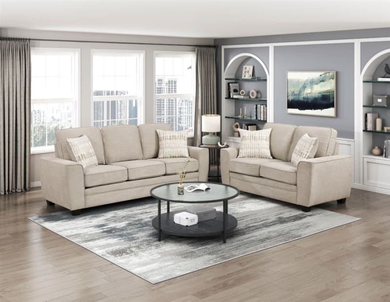 Zander 2 Piece Upholstery Sofa Set in Taupe Chenille Fabric Upholstery by Home Elegance - HEL-9745TP
