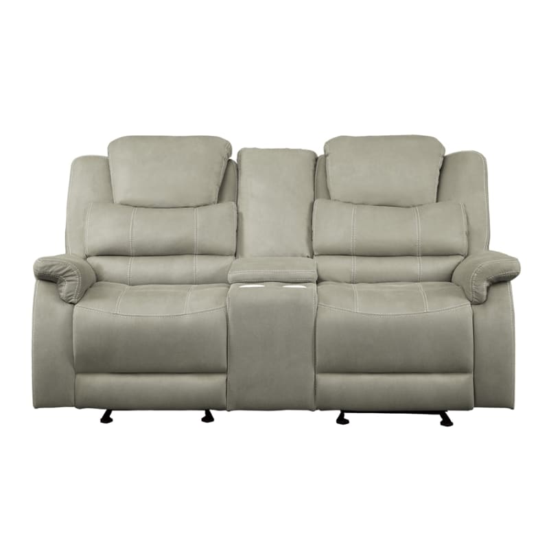 Shola Double Glider Reclining Love Seat in Gray by Home Elegance - HEL-9848GY-2