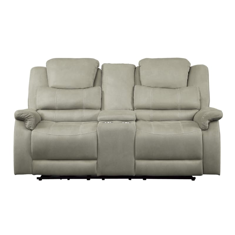 Shola Power Double Reclining Love Seat in Gray by Home Elegance - HEL-9848GY-2PWH