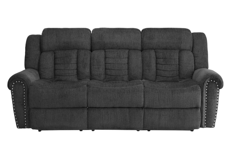 Nutmeg Double Reclining Sofa in Charcoal by Home Elegance - HEL-9901CC-3