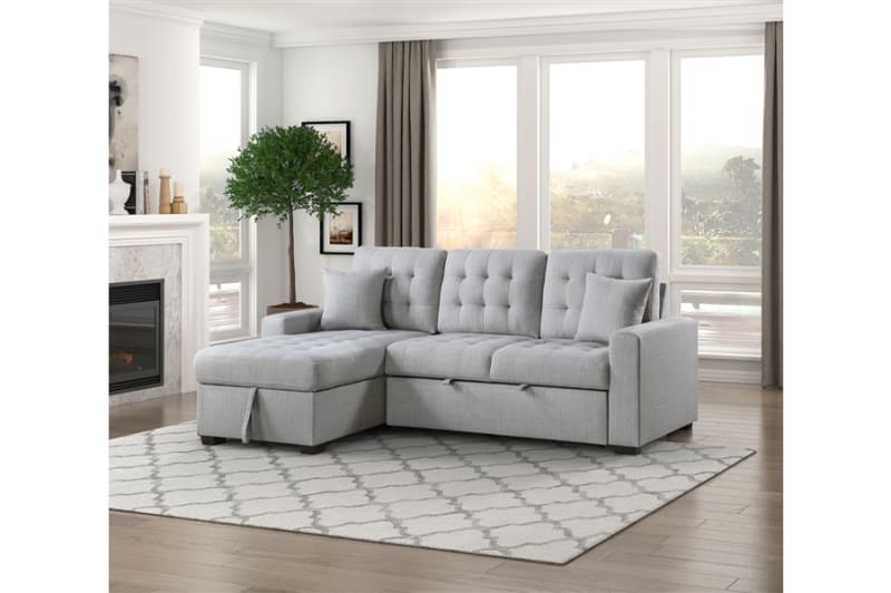McCafferty 2 Piece Sectional in Gray Fabric by Home Elegance - HEL-9916GY-2LCRL