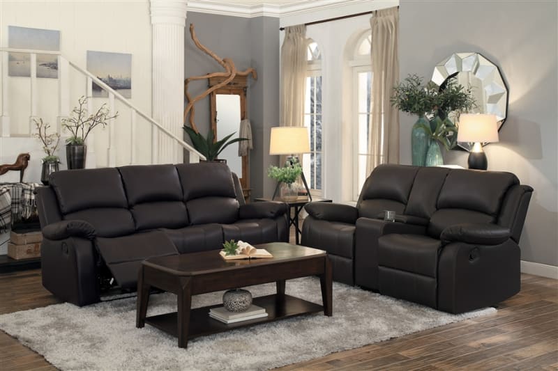 Clarkdale 2 Piece Double Reclining Sofa Set in Dark Brown by Home Elegance - HEL-9928DBR