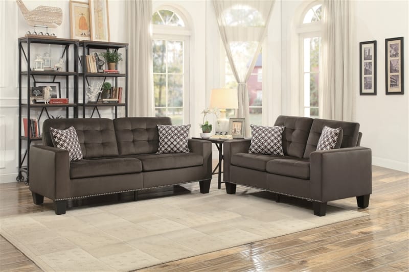 Lantana 2 Piece Sofa Set in Chocolate by Home Elegance - HEL-9957CH