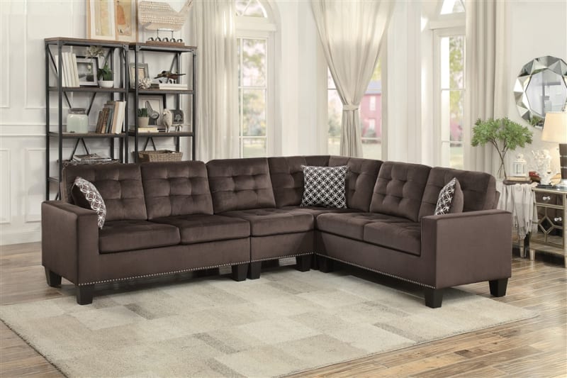 Lantana Sectional Sofa in Chocolate by Home Elegance - HEL-9957CH-SC