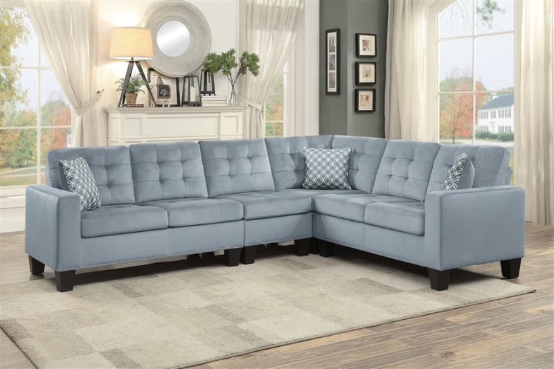 Lantana Sectional Sofa in Gray by Home Elegance - HEL-9957GY-SC