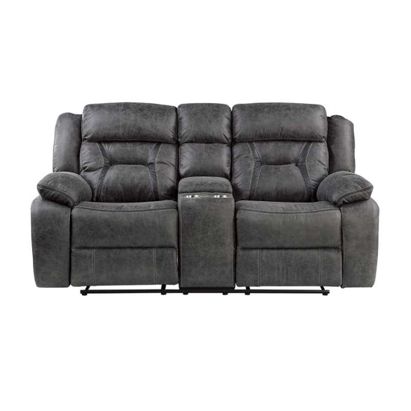 Madrona Hill Double Reclining Love Seat in Gray by Home Elegance - HEL-9989GY-2