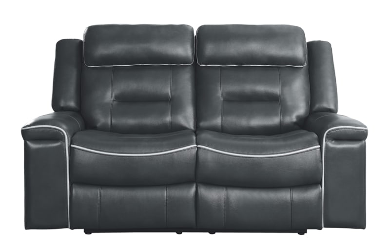 Darwan Double Lay Flat Reclining Love Seat in Dark Gray by Home Elegance - HEL-9999DG-2