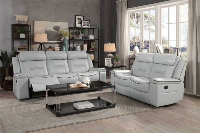 Darwan 2 Piece Double Lay Flat Reclining Sofa Set in Light Gray by Home Elegance - HEL-9999GY
