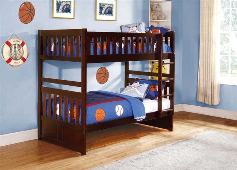 Rowe Twin/Twin Bed in Dark Cherry by Home Elegance - HEL-B2013DC-1