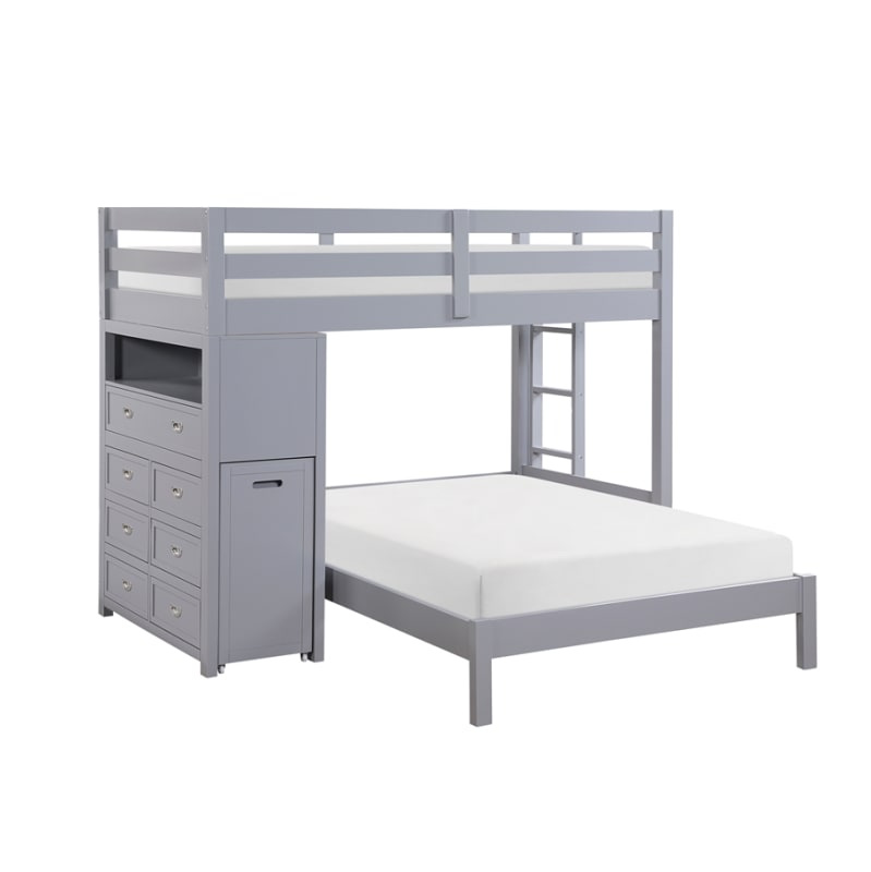 Youth-Sloane Twin/Full Loft Bunk Bed in Gray Finish by Home Elegance - HEL-B2024GYLTF-1
