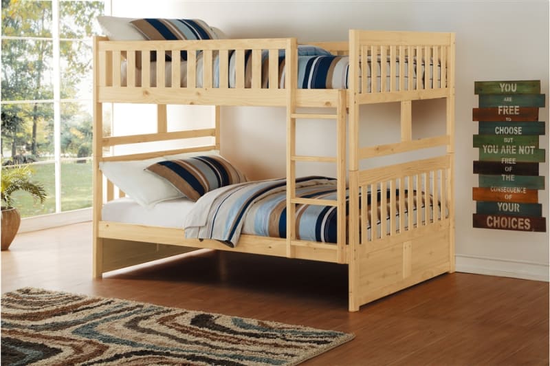Bartly Full/Full Bunk Bed in Natural Pine Finish by Home Elegance - HEL-B2043FF-1