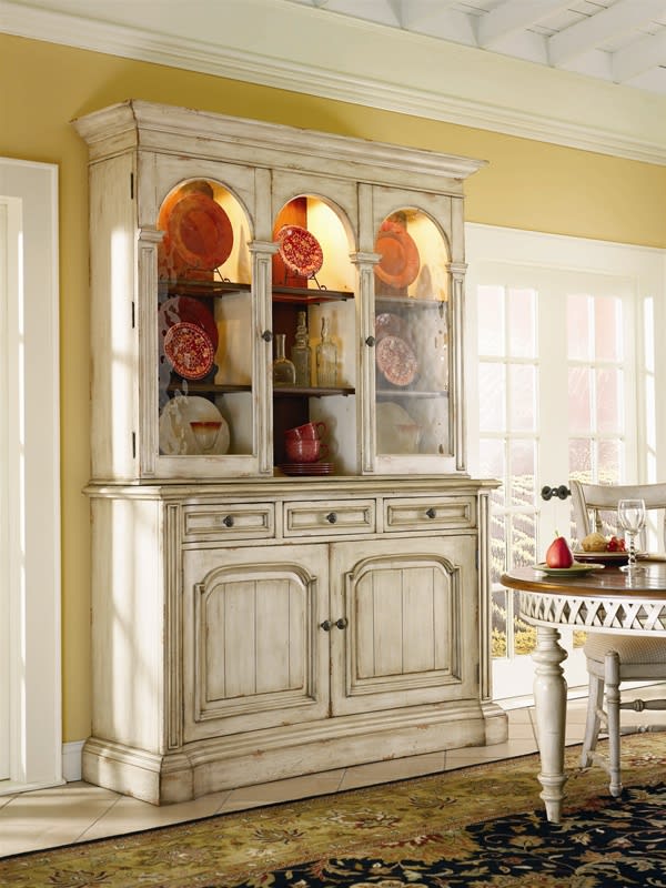 Summerglen 62-Inch Buffet and Triple Arch Hutch in Two-Tone Off
