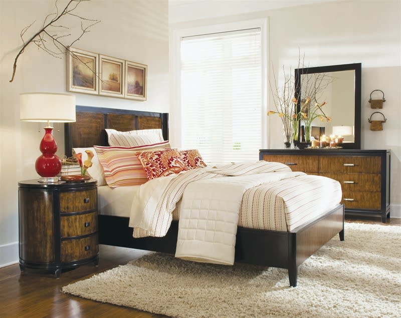 Kinston Shaped Panel Bed 6 Piece Bedroom Set in Black and Brown Two ...
