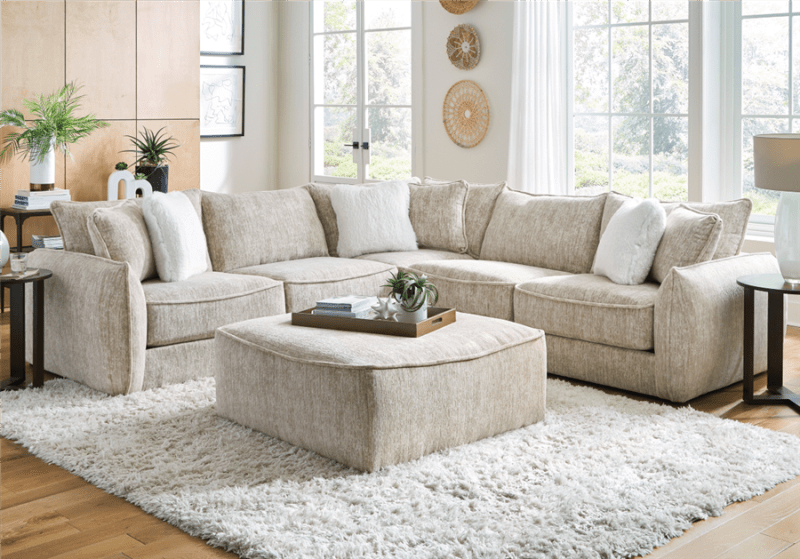 Bucktown 3 Piece Sectional in Natural Parchment Fabric by Jackson Furniture - 2306