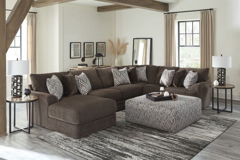 Galaxy 3 Piece Sectional Sofa in Chocolate Fabric by Jackson