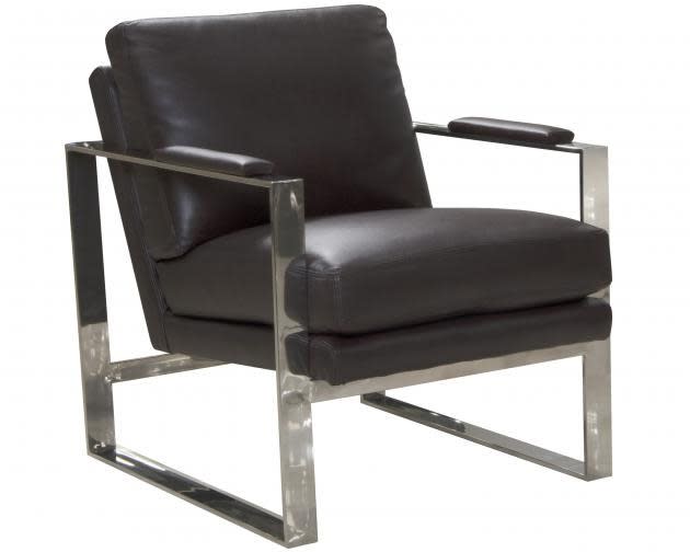 Moneta Chocolate Leather Chair in Chrome Finish by Jackson Furniture - 708-CH