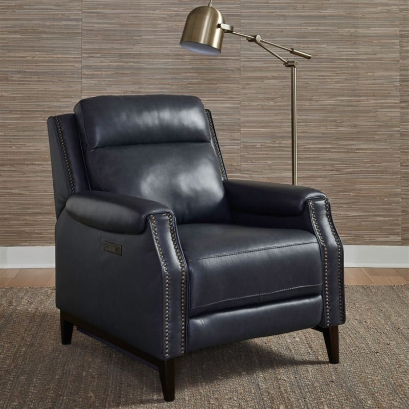 Rawling Recliner Chair in York Navy Leather Finish by Liberty Furniture - LIB-03NY-13P
