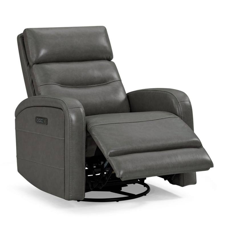 Rosslyn Swivel Glide Power Recliner Chair in York Charcoal Leather Finish by Liberty Furniture - LIB-06CC-13P