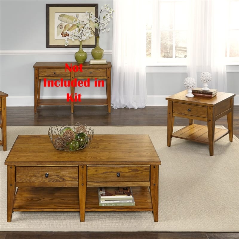 Lake House 3 Piece Cocktail Table Set in Oak Finish by Liberty Furniture - LIB-110-OT-3PCS