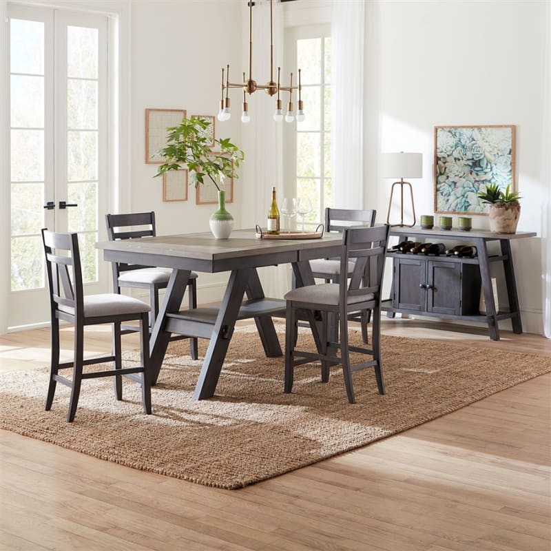 Lawson Gathering Table 5 Piece Dining Set in Slate w/ Weathered Gray Top Finish by Liberty Furniture - LIB-116GY-CD-5GTS