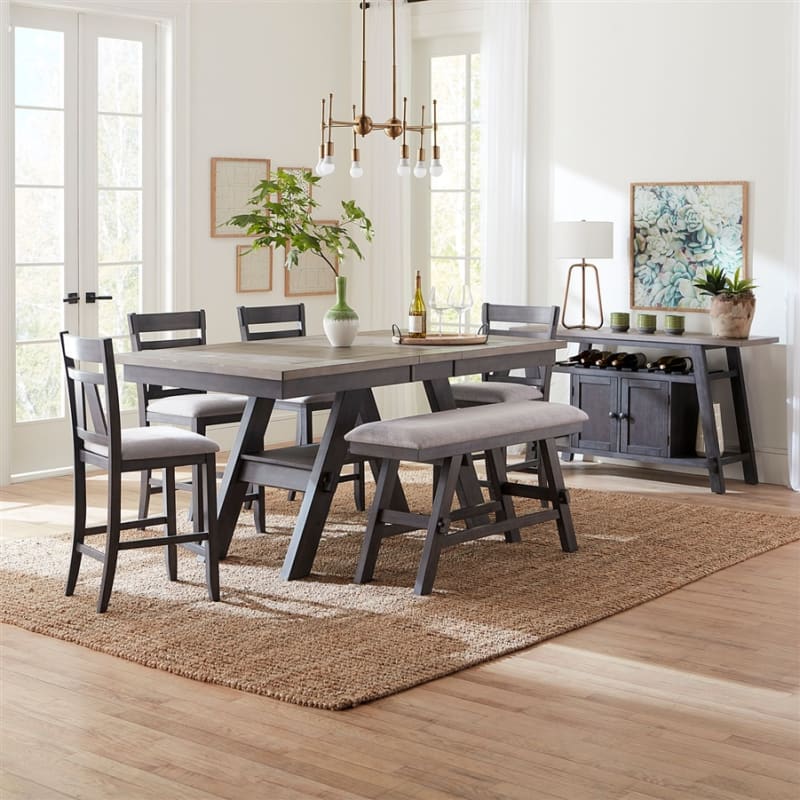 Lawson Gathering Table 6 Piece Dining Set in Slate w/ Weathered Gray Top Finish by Liberty Furniture - LIB-116GY-CD-6GTS