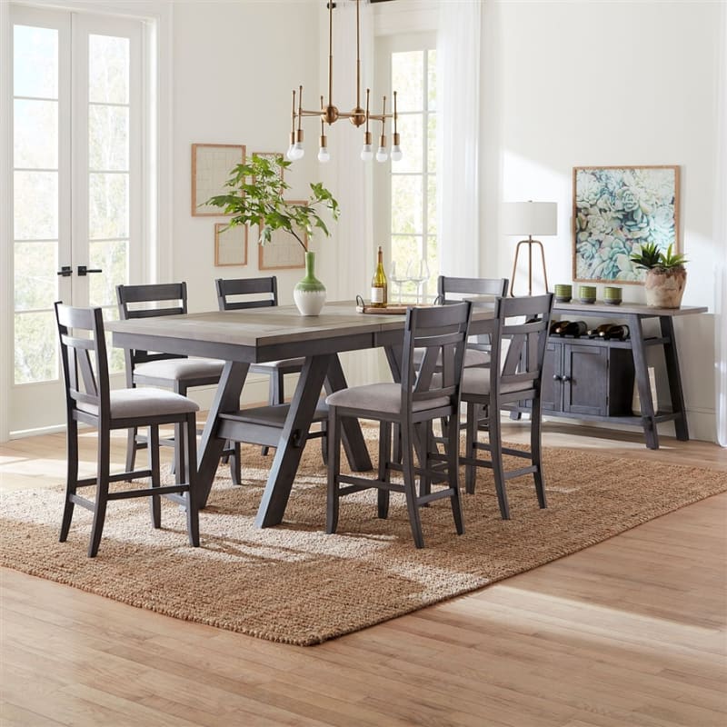 Lawson Gathering Table 7 Piece Dining Set in Slate w/ Weathered Gray Top Finish by Liberty Furniture - LIB-116GY-CD-7GTS