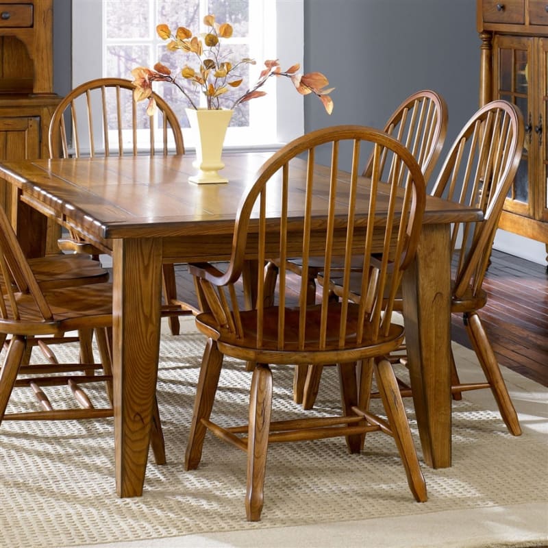 Treasures 5 Piece Dining Room Set in Rustic Oak by Liberty Furniture - LIB-17-DR-5PCS