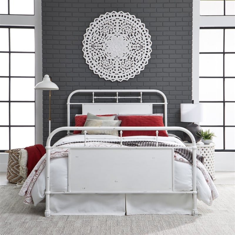 Vintage Series Metal Bed in Antique White Finish by Liberty Furniture - 179-BR13HFR-AW
