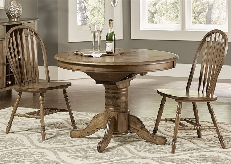 Carolina Crossing 3 Piece Pedestal Table Set in Antique Honey Finish by Liberty Furniture - 186-CD-3ROS