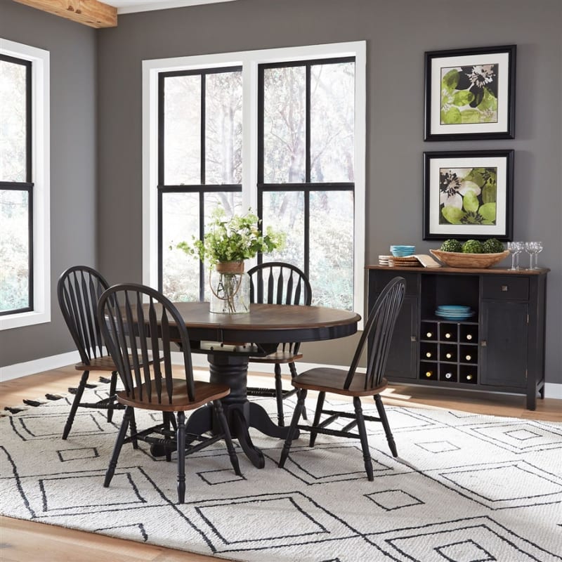 Carolina Crossing 5 Piece Pedestal Table Set in Antique Honey and Black Finish by Liberty Furniture - 186B-CD-5PDS