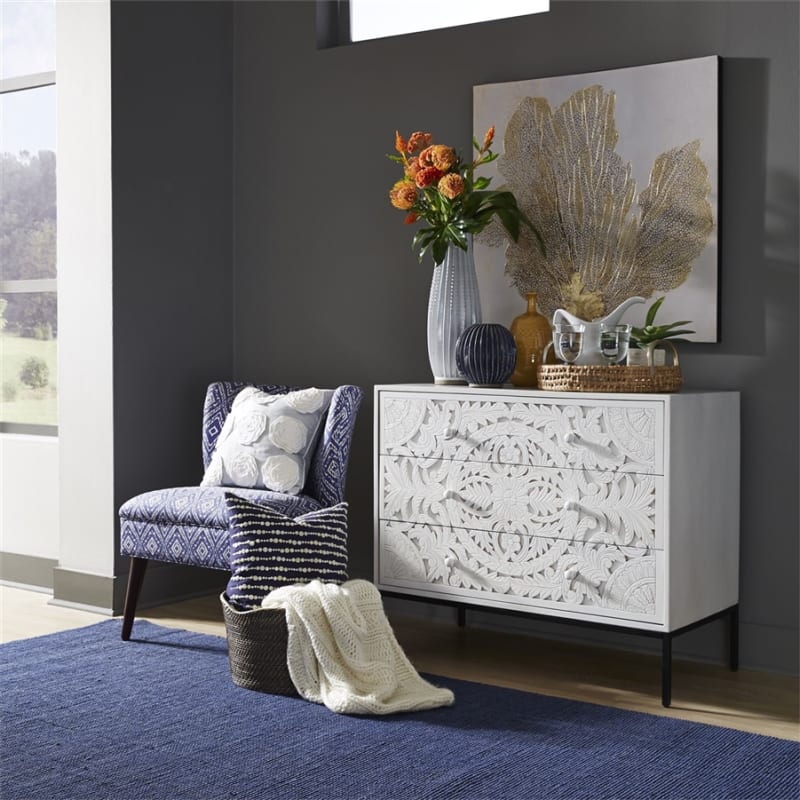 Woodlyn Three Drawer Accent Cabinet in Weathered White Finish by Liberty Furniture - 2049-AC4024