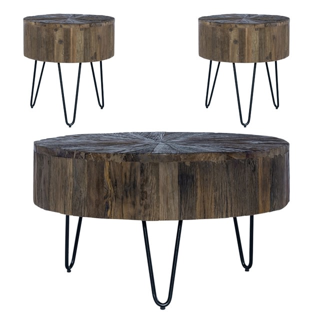 Canyon 3 Piece Accent Cocktail Table Set in Railroad Brown Finish by Liberty Furniture - LIB-2073-AT-3PCS