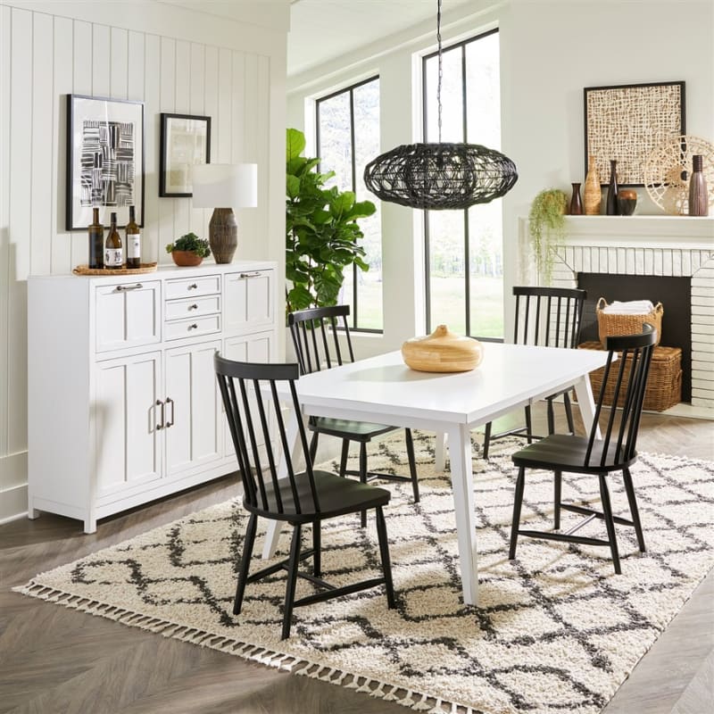 Capeside Cottage Rectangular Leg Table 5 Piece Dining Set in Porcelain White Finish by Liberty Furniture - 224-CD-5RLS