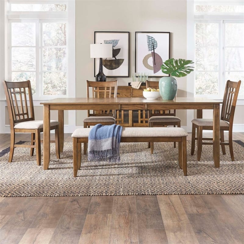 Santa Rosa 6 Piece Rectangular Dining Room Set in Antique Honey Finish by Liberty Furniture - LIB-227-CD-6RTS