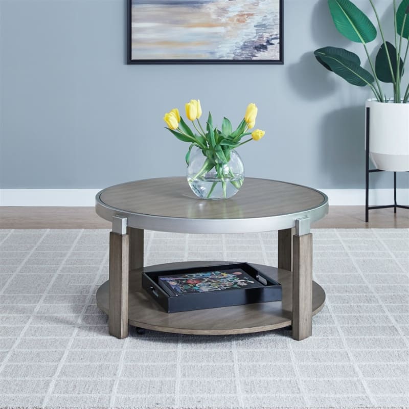 Sutton Cocktail Table in Bleached Sand Finish by Liberty Furniture - LIB-232-OT1010