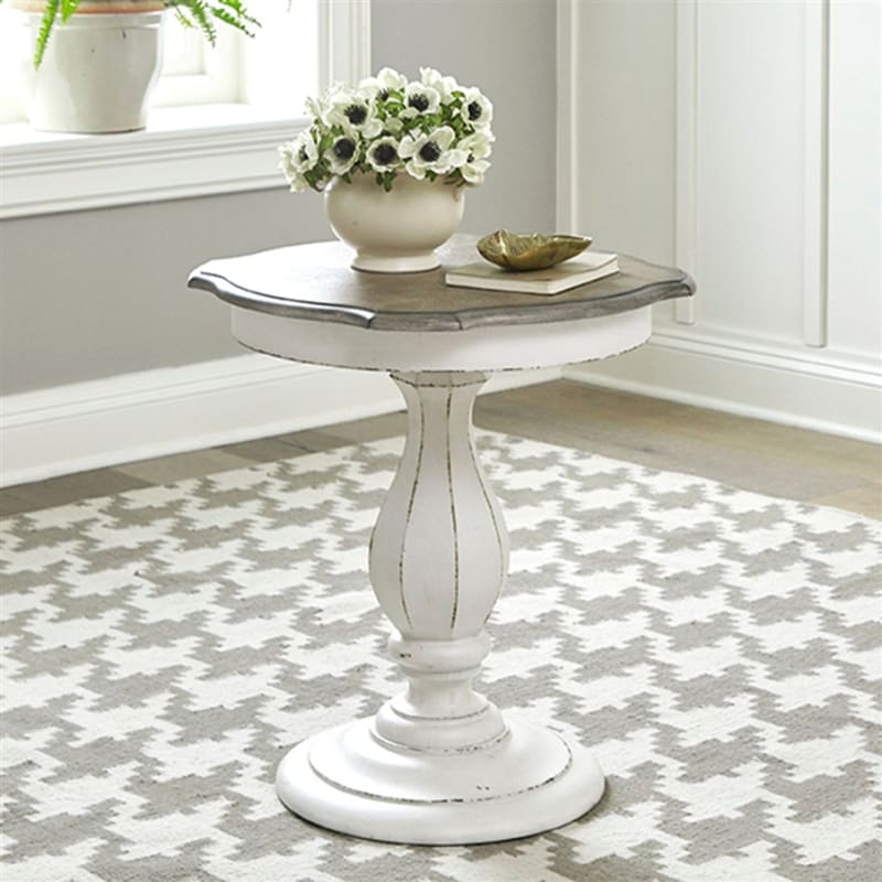 Magnolia Manor Round Accent Table in Antique White Finish by Liberty Furniture - 244-AT2000