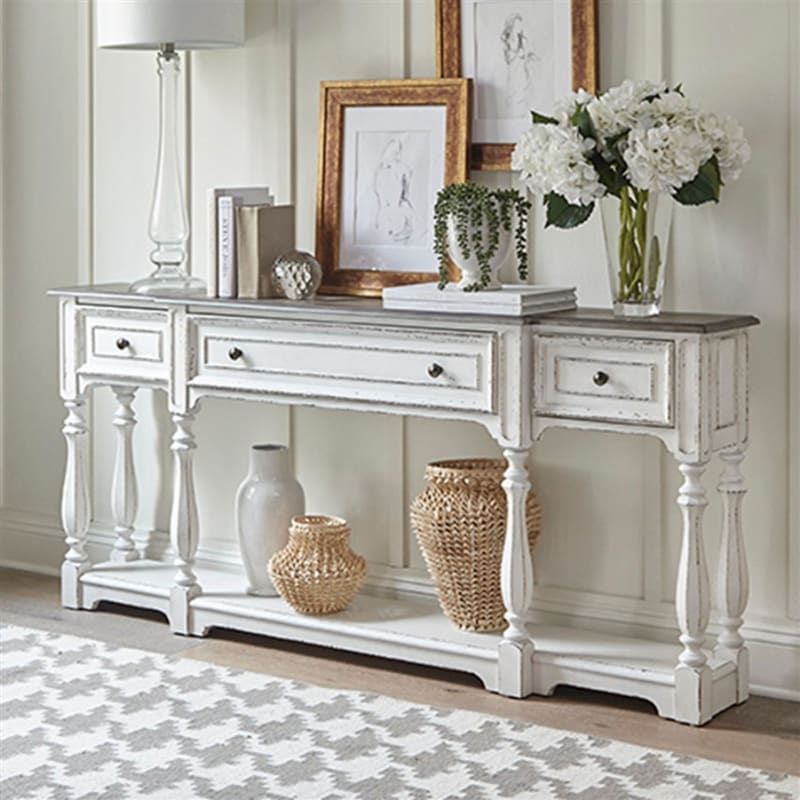 Magnolia Manor 72 Inch Hall Console Table in Antique White Finish by Liberty Furniture - 244-AT2002