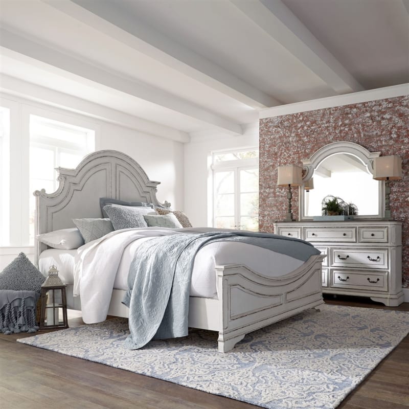 Magnolia Manor Panel Bed in Antique White Finish by Liberty Furniture - 244-BR-QPB