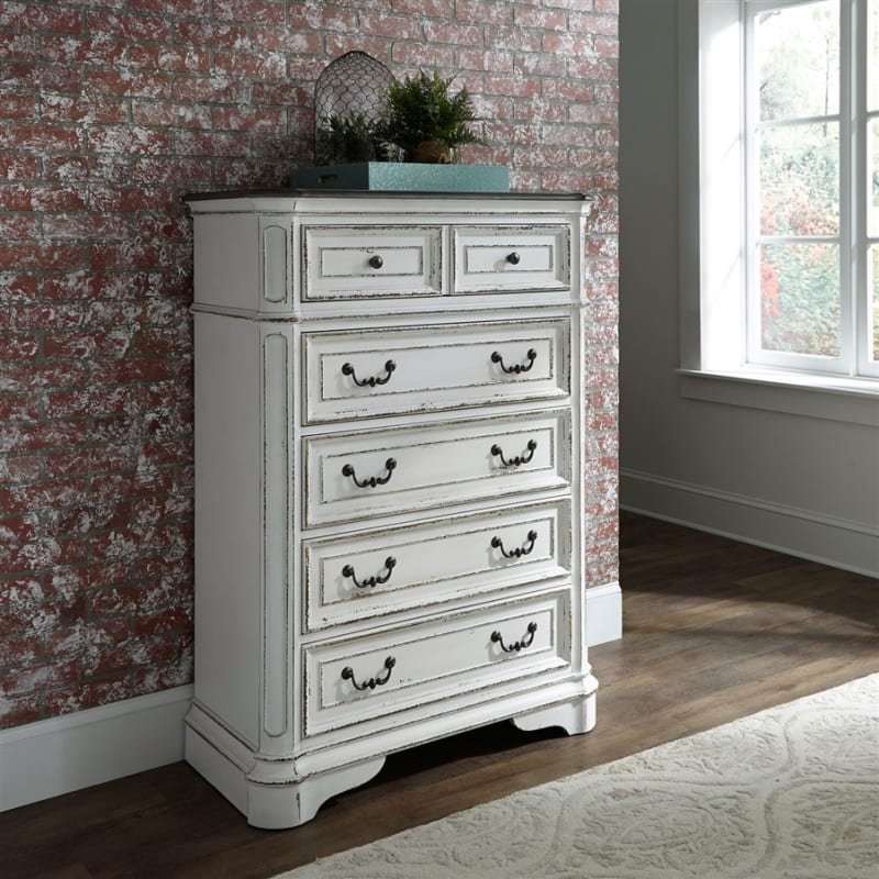 Magnolia Manor 5 Drawer Chest in Antique White Finish by Liberty Furniture - 244-BR41