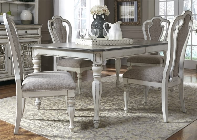Magnolia Manor 44 x 108 Rectangular Table 5 Piece Dining Set in Antique White Finish by Liberty Furniture - 244-DR-O5RLS