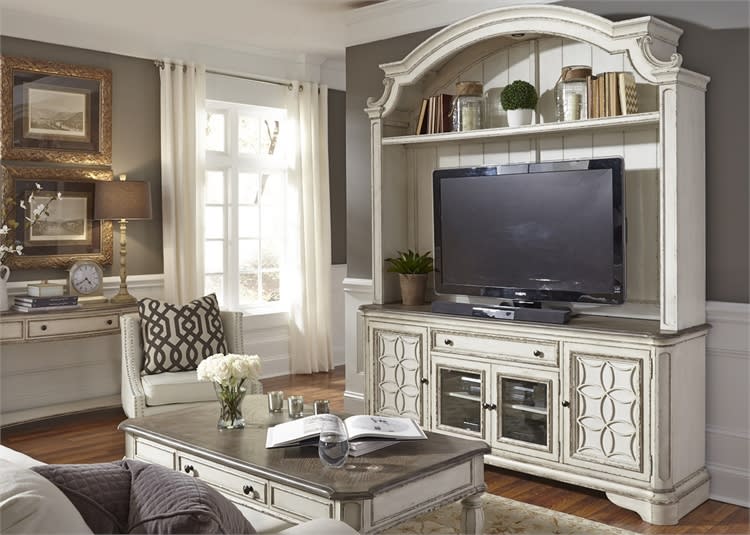 Magnolia Manor Entertainment Center in Antique White Finish by Liberty Furniture - 244-ENT
