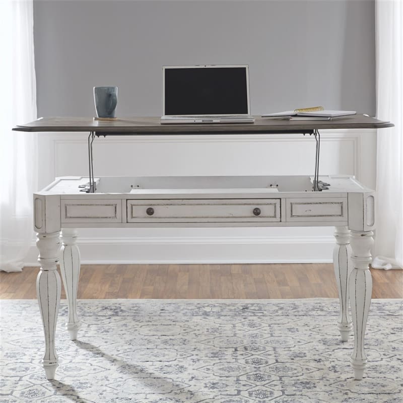 Magnolia Manor Lift Top Writing Desk in Antique White Finish by Liberty Furniture - 244-HO109