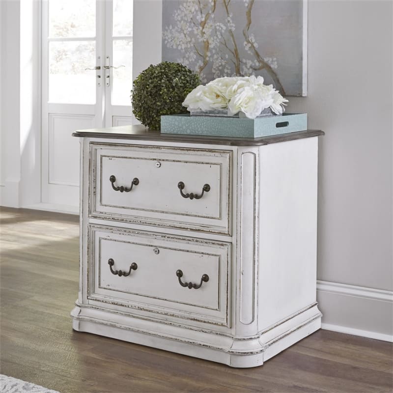 Magnolia Manor Jr Executive Media Lateral File in Antique White Finish by Liberty Furniture - 244-HO146