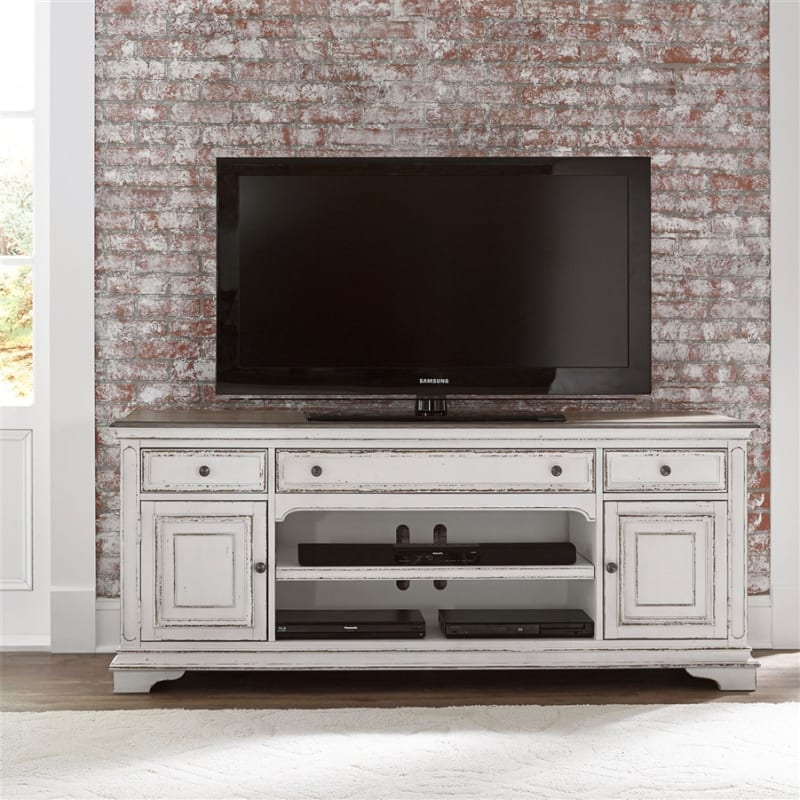 Magnolia Manor 70 Inch Entertainment Console in Antique White Finish by Liberty Furniture - 244-TV70