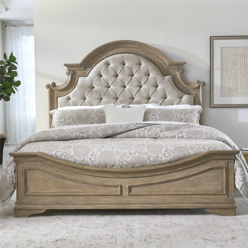 Magnolia Manor Upholstered Bed in Weathered Bisque Finish by Liberty Furniture - LIB-244N-BR-QUB