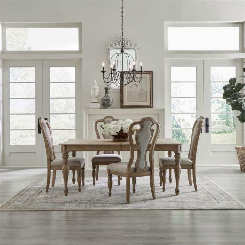 Magnolia Manor 5 Piece Rectangular Dining Room Set in Weathered Bisque by Liberty Furniture - LIB-244N-DR-5RLS