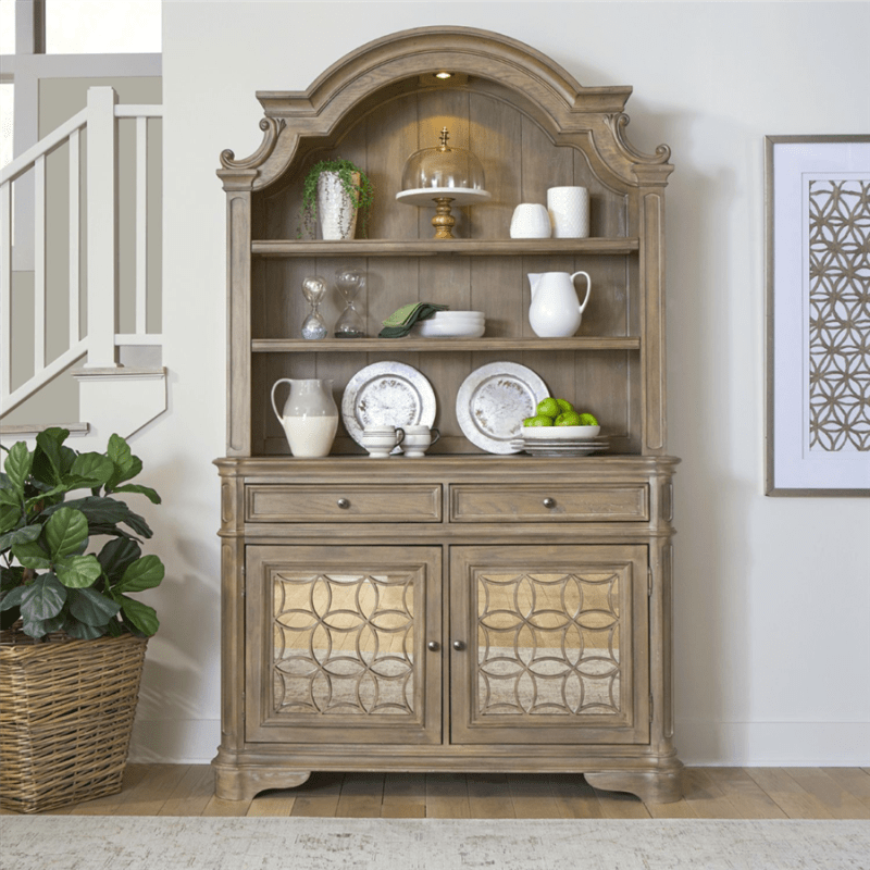 Magnolia Manor Buffet and Hutch in Weathered Bisque Finish by Liberty Furniture - LIB-244N-DR-HB