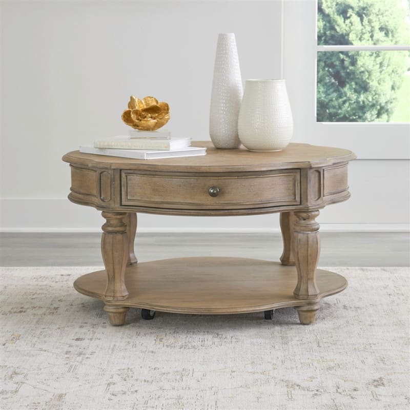 Magnolia Manor Round Cocktail Table in Weathered Bisque Finish by Liberty Furniture - LIB-244N-OT1011