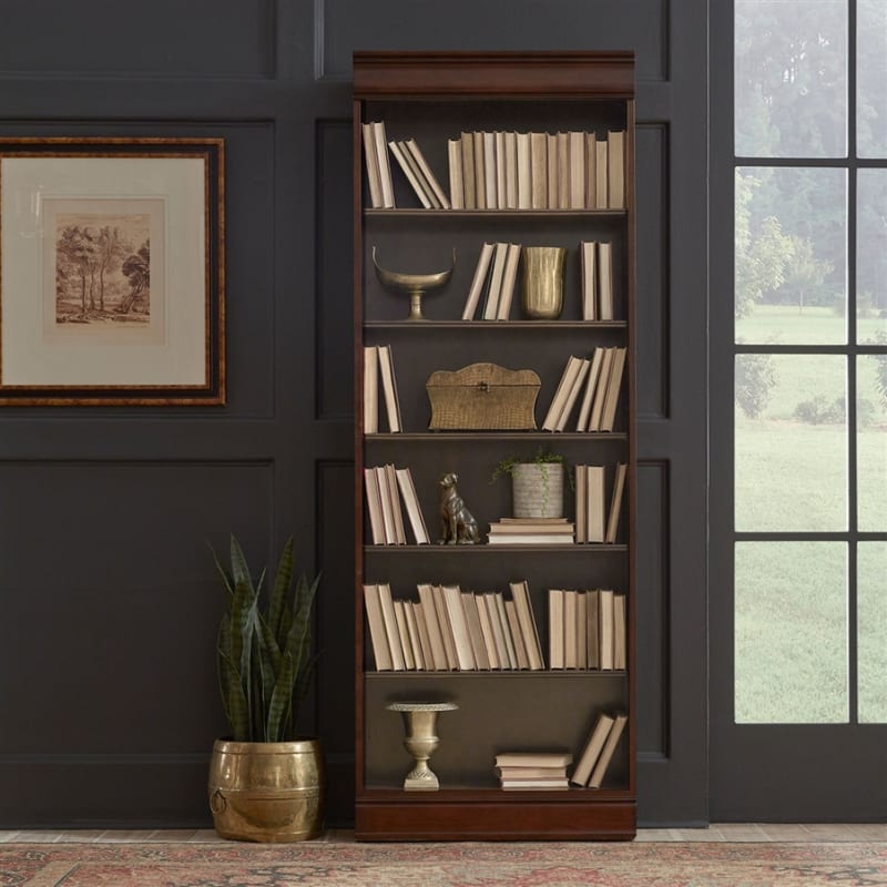 Brayton Manor Jr Executive 84 Inch Bookcase in Cognac Finish by Liberty Furniture - LIB-273-HO3084