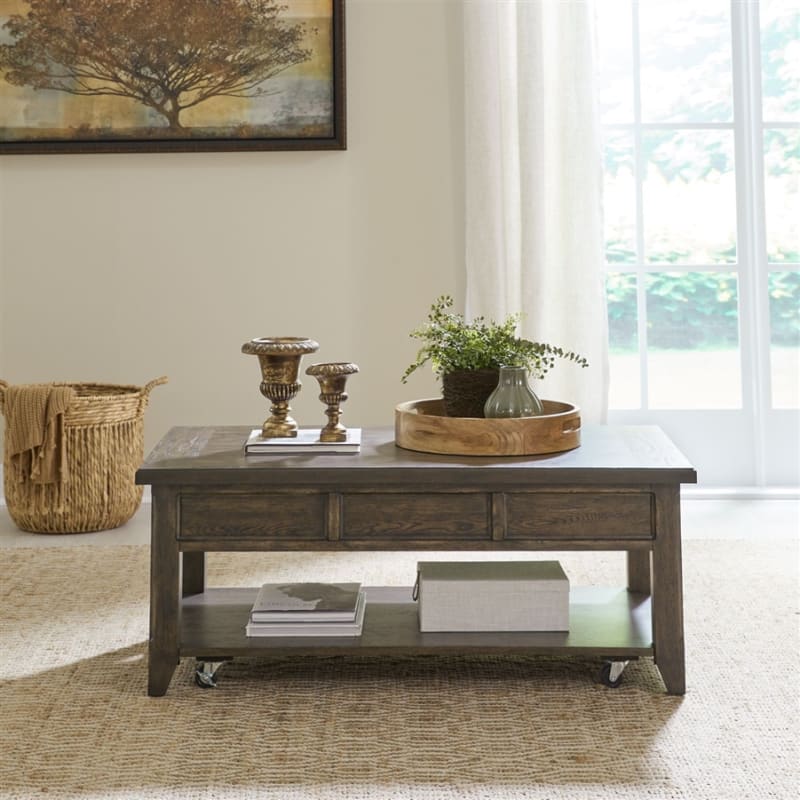Paradise Valley Lift Top Cocktail Table in Saddle Brown Finish by Liberty Furniture - LIB-297-OT1011